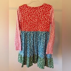 Mini Boden Red, Blue, Green, and Pink Leopard Print Kids Dress